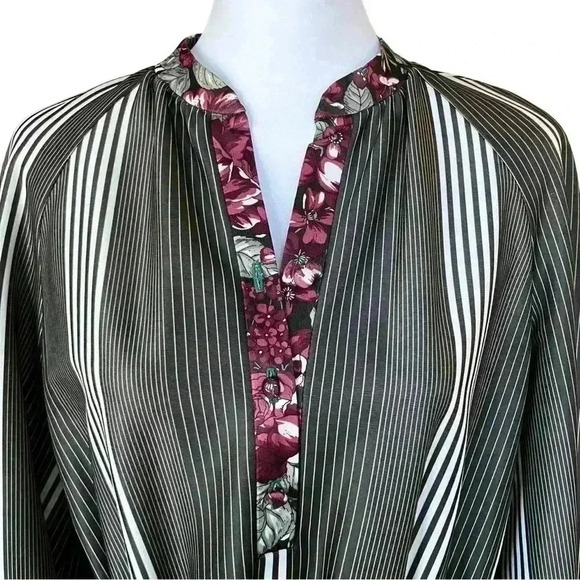 Vintage 70s Bohemian Checkaberry Grey Green Floral Long Sleeve Maxi Dress. Sz L - Picture 10 of 13